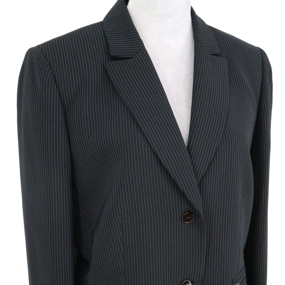 Daniele O Tahari Levine Jacket Womens 14 Black Pinstripe Lined Blazer Pockets - Picture 16 of 16